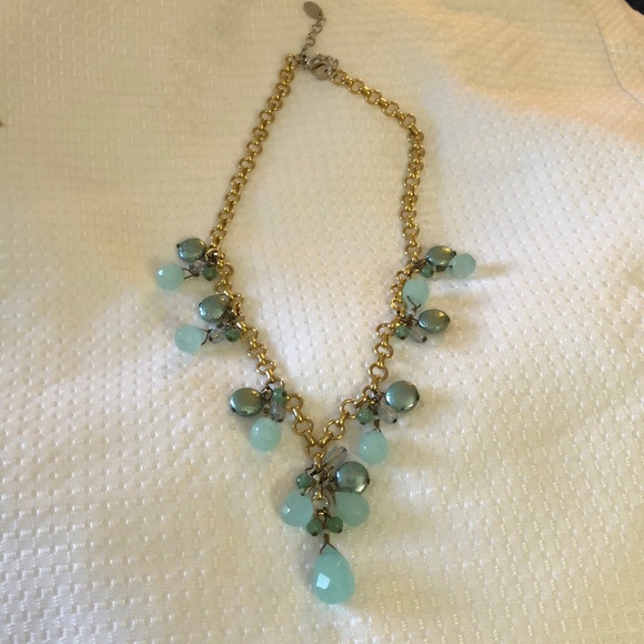 Green Semi precious stones and coin pearl necklace. - Picture 5 of 9